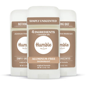 HUMBLE SIMPLE AND TRUE. Aluminum-Free Deodorant Simply Unscented 3-Pack front view