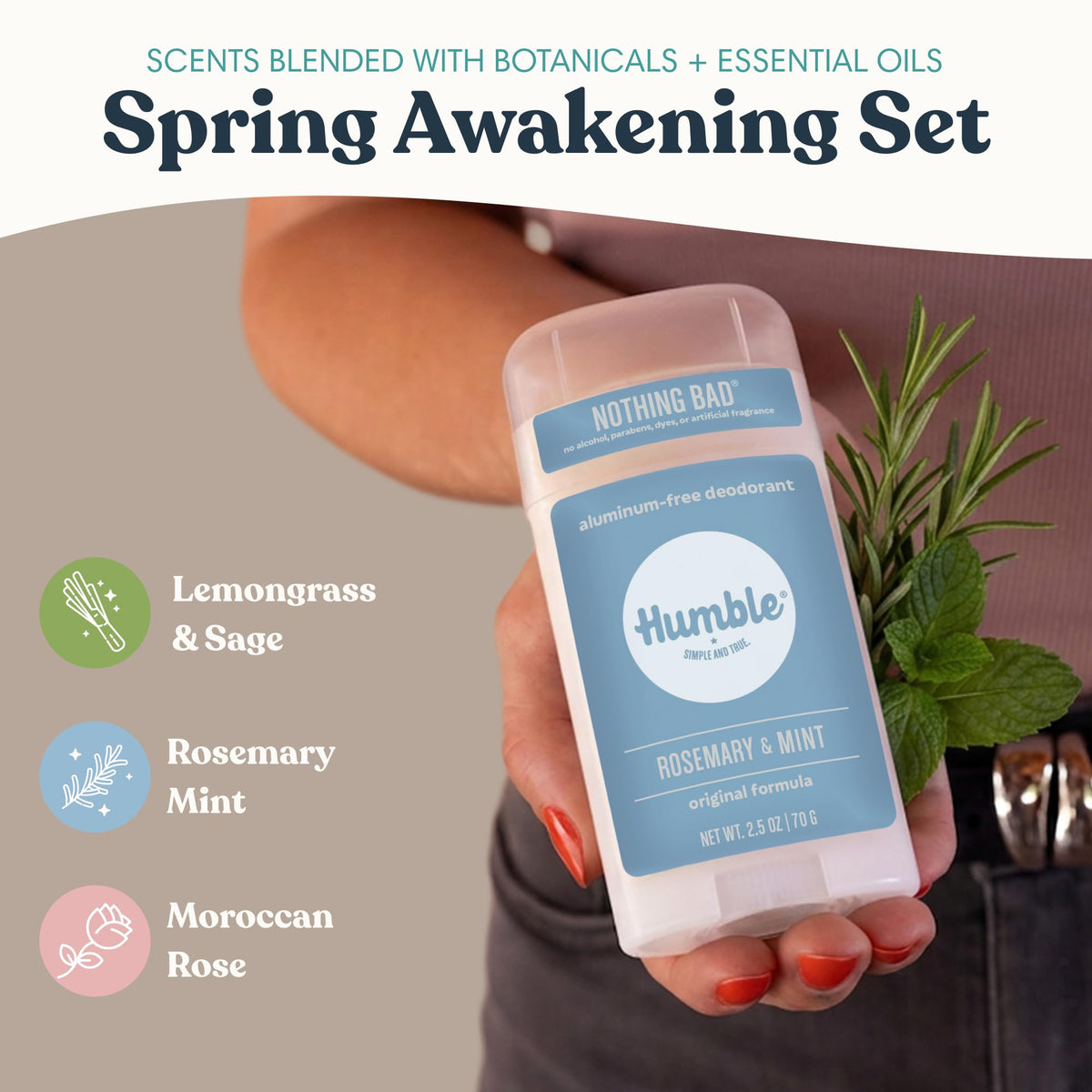 HUMBLE SIMPLE AND TRUE. Rosemary Mint deodorant stick