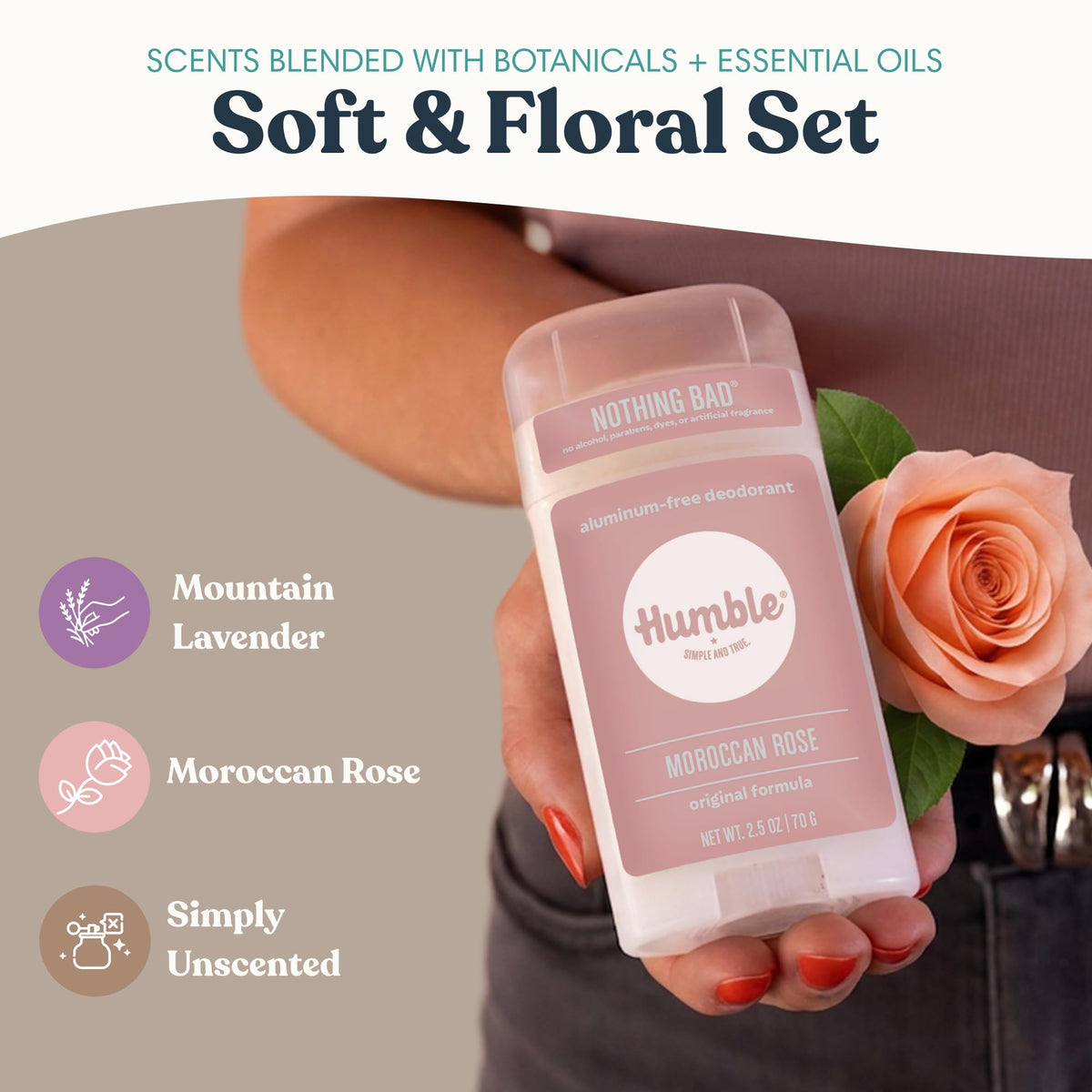 HUMBLE Unscented deodorant stick with natural ingredients