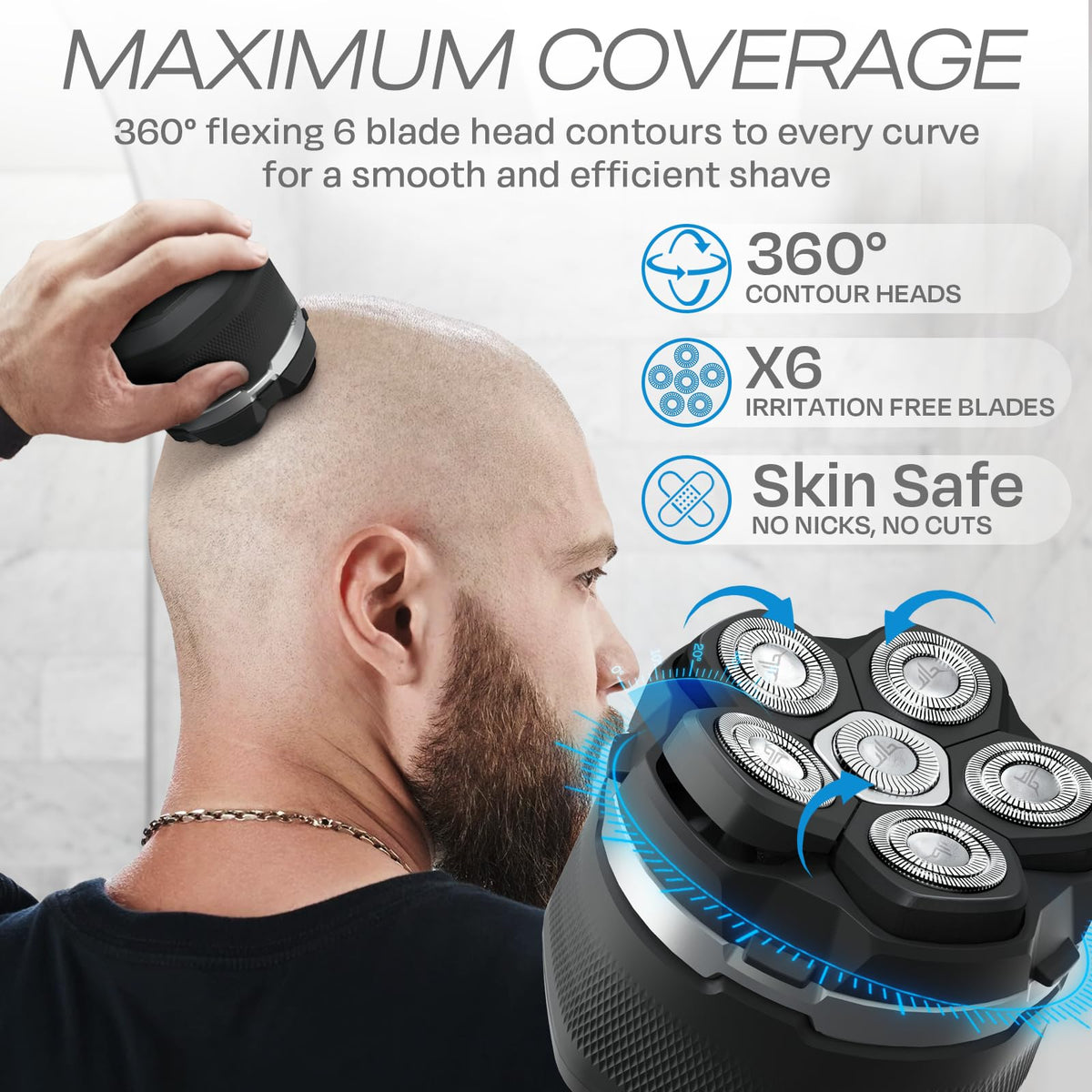 HUMMINGBIRD MK3 Head Shaver side view showing ergonomic grip