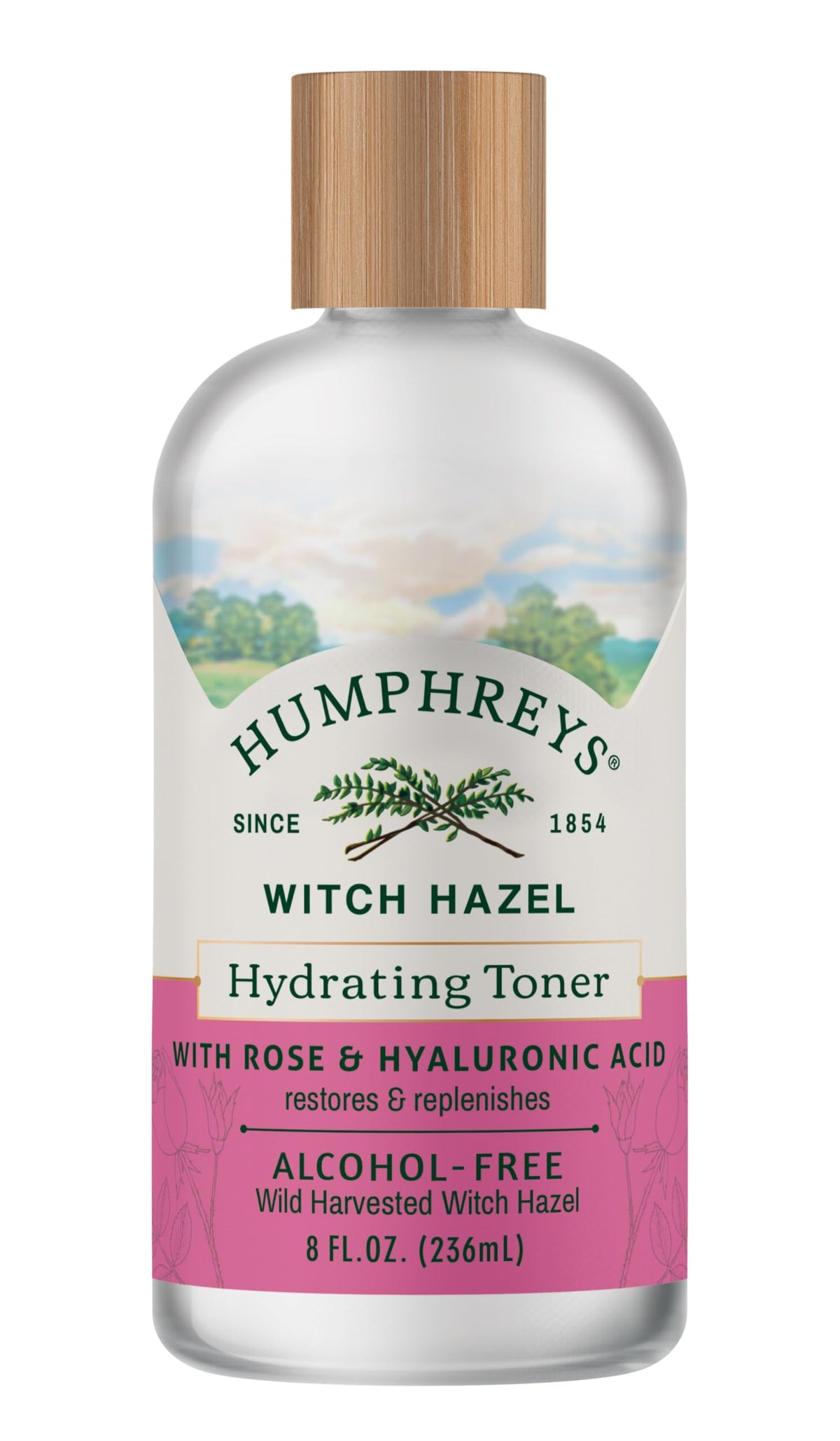 Humphreys Witch Hazel Hydrating Toner with Rose 8 Fl Oz front view