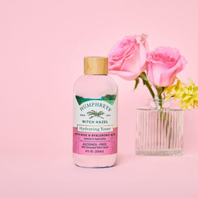 Humphreys Witch Hazel Hydrating Toner with Rose in bathroom setting