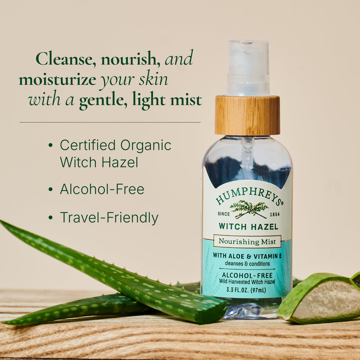 Humphreys Witch Hazel Nourishing Toner Mist Spray 3.3 Fl Oz back view