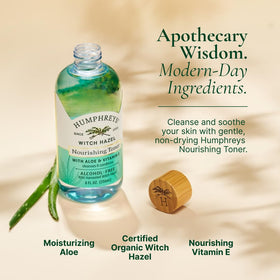 Humphreys Witch Hazel Nourishing Toner with Aloe ingredients close-up