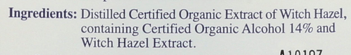 Humphreys Witch Hazel Organic Astringent 16 Ounce label close-up