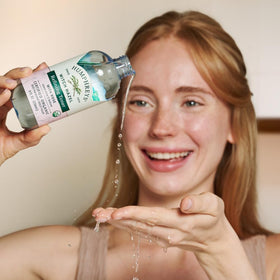 Humphreys Witch Hazel Refining Toner with Rose application on cotton pad