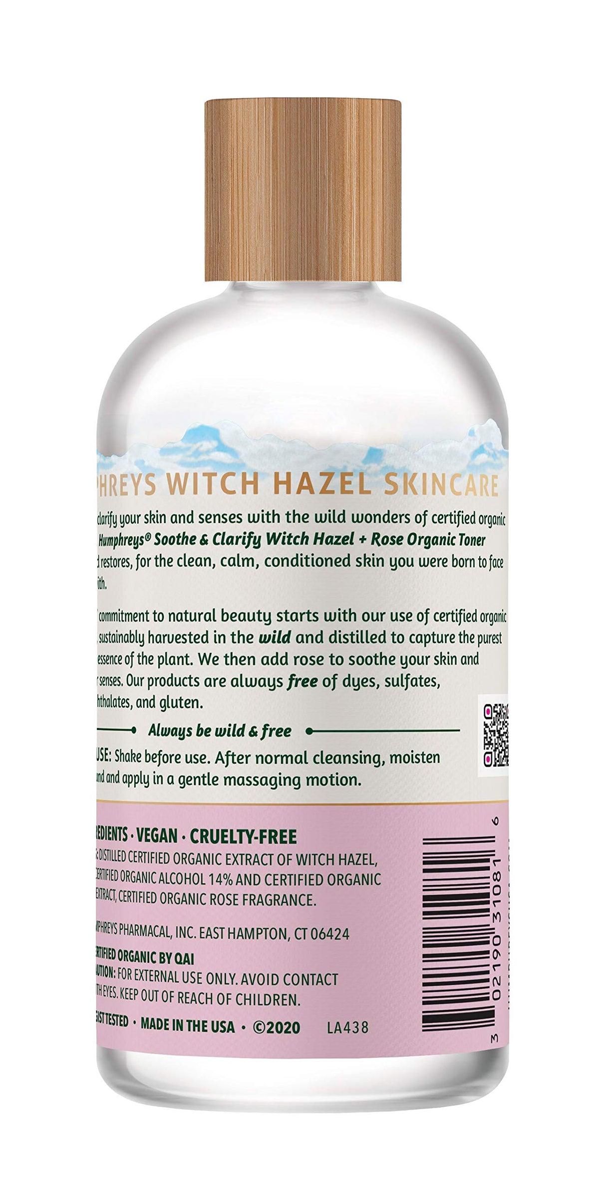 Humphreys Witch Hazel Refining Toner with Rose side view