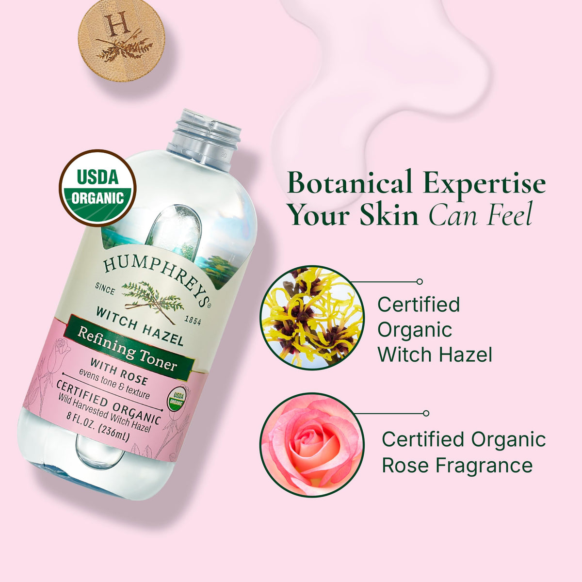 Humphreys Witch Hazel Refining Toner with Rose top view