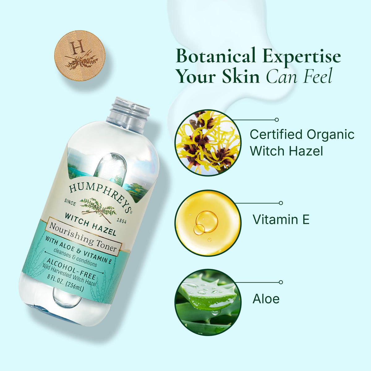 Humphreys Witch Hazel Toner application on cotton pad