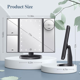 HUONUL Trifold Makeup Mirror in a bright bathroom setting