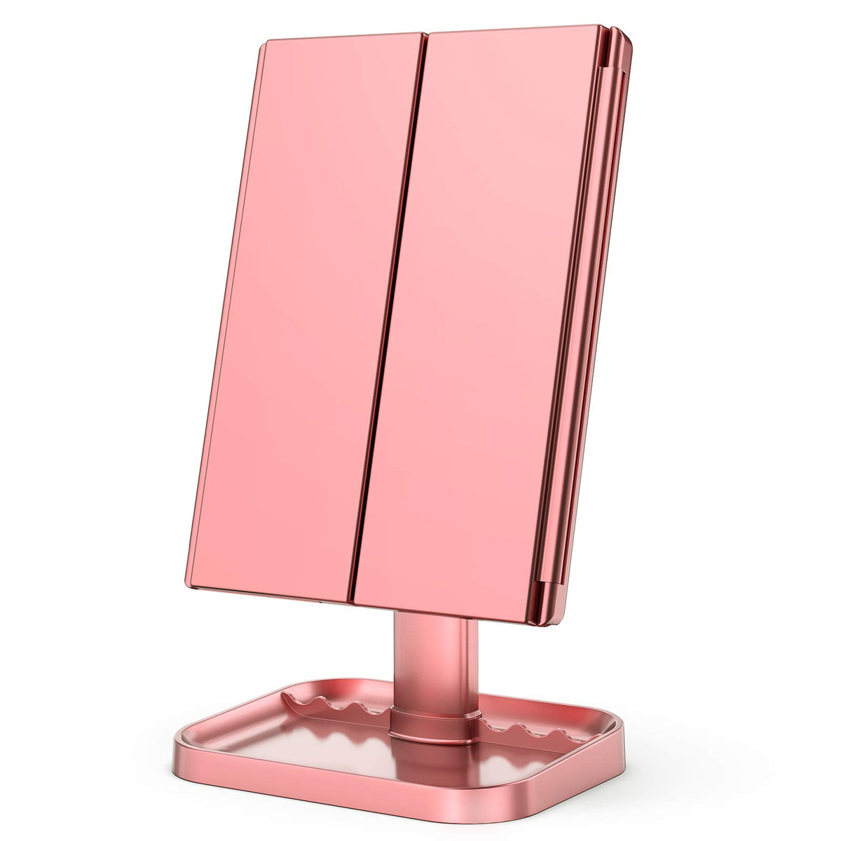 HUONUL Trifold Makeup Mirror in a well-lit vanity setting