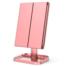HUONUL Trifold Makeup Mirror in a well-lit vanity setting