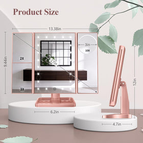 HUONUL Trifold Makeup Mirror with a modern design on a vanity