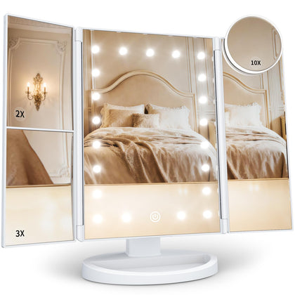 HUONUL Trifold Makeup Mirror with LED light front view