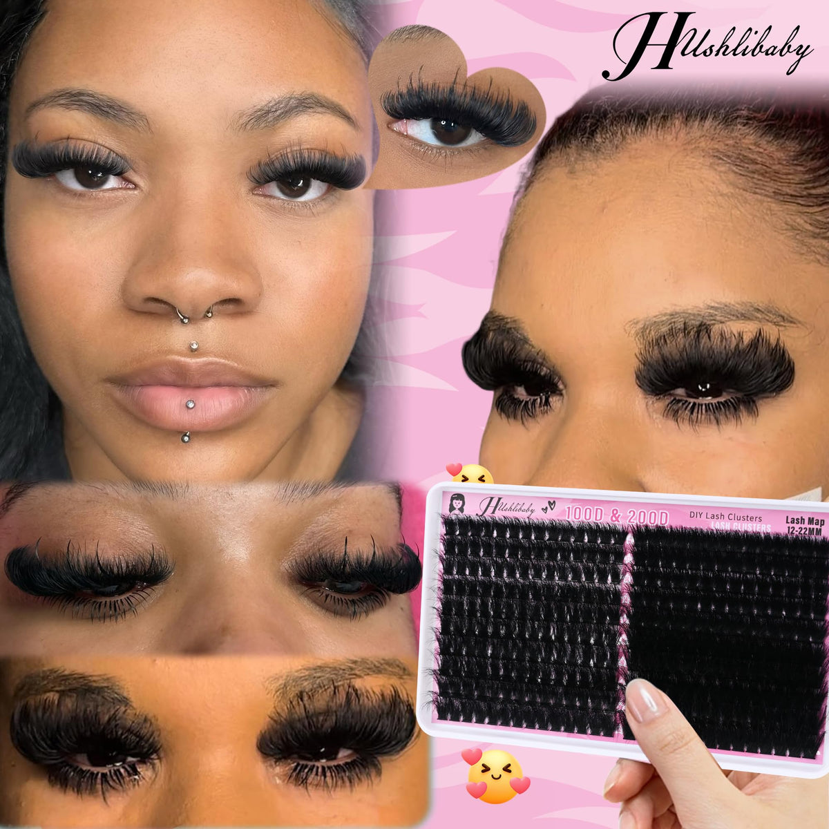 Hushlibaby Lash Clusters 12mm length close-up
