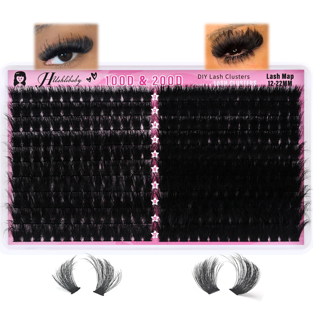 Hushlibaby Lash Clusters 280 Pcs packaging front view