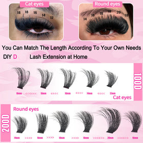 Hushlibaby Lash Clusters showing various lengths 12-22mm