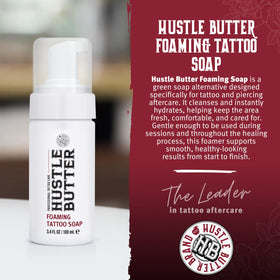 Hustle Bubbles Tattoo Aftercare Foaming Soap bottle side view
