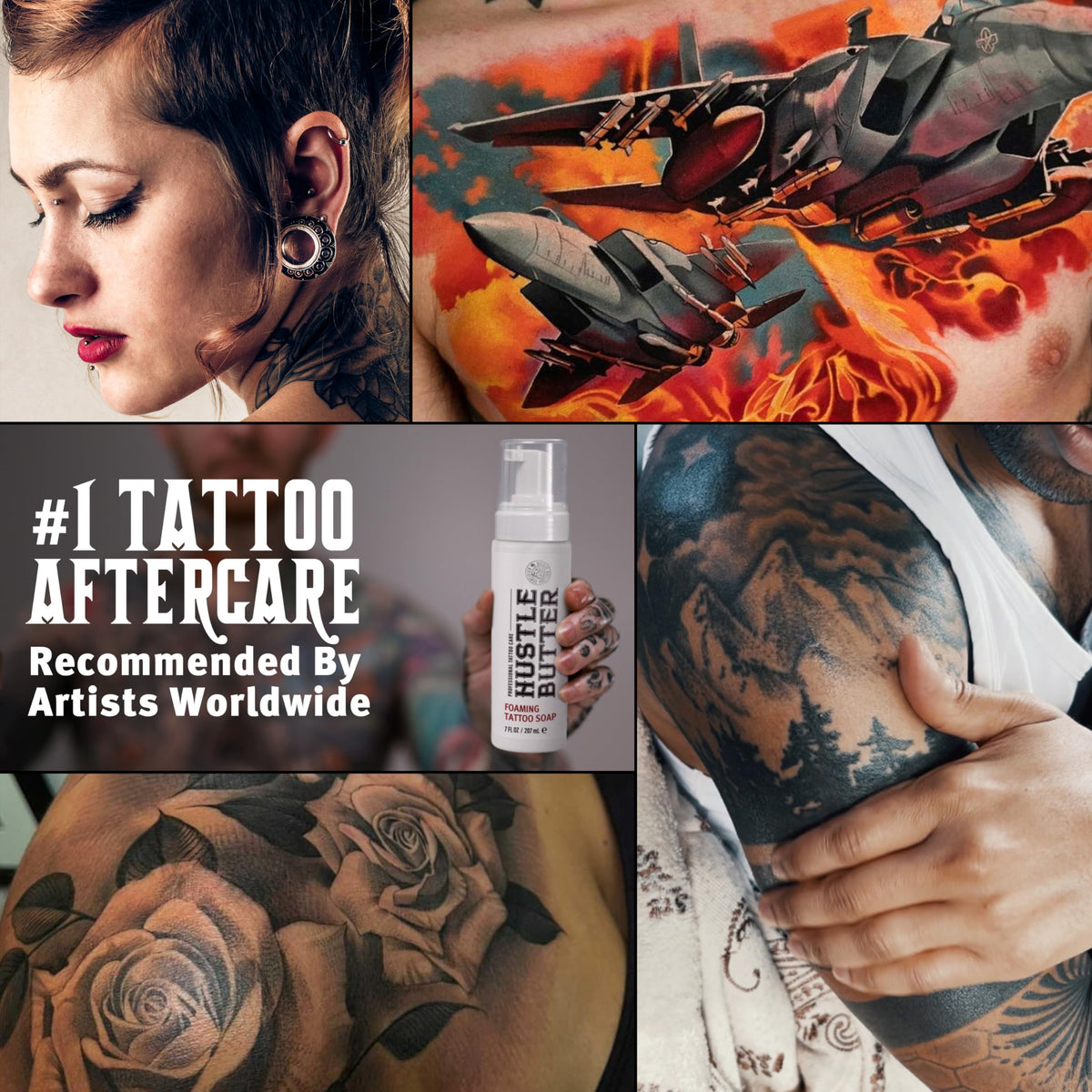 Hustle Bubbles Tattoo Soap with tattoo supplies