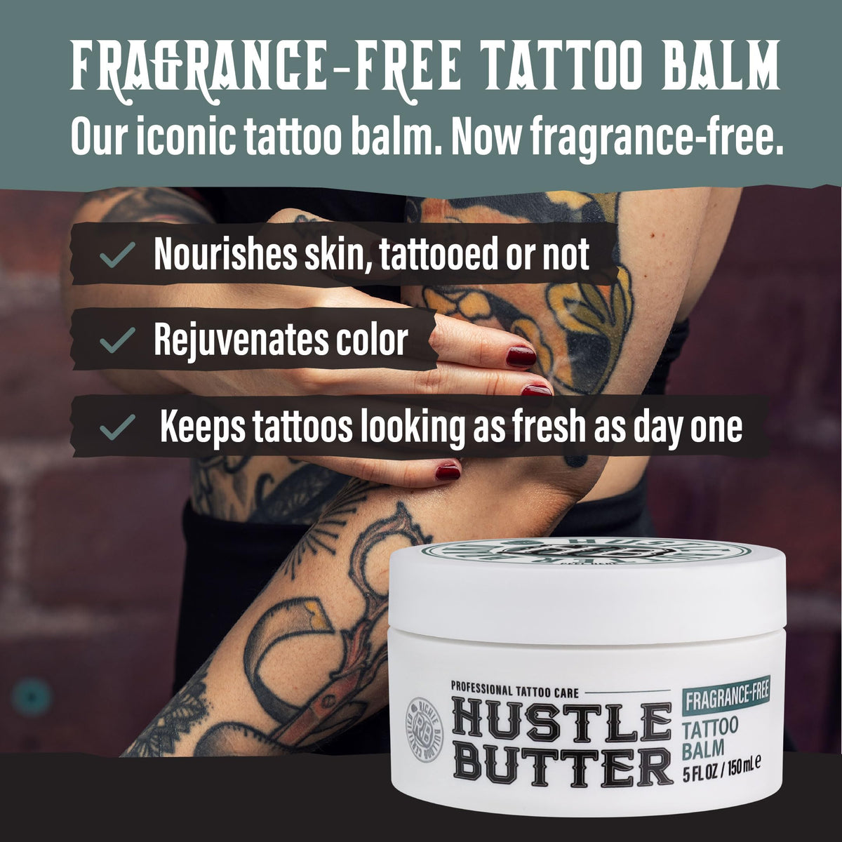Hustle Butter Deluxe 5oz Tattoo Aftercare Balm side view
