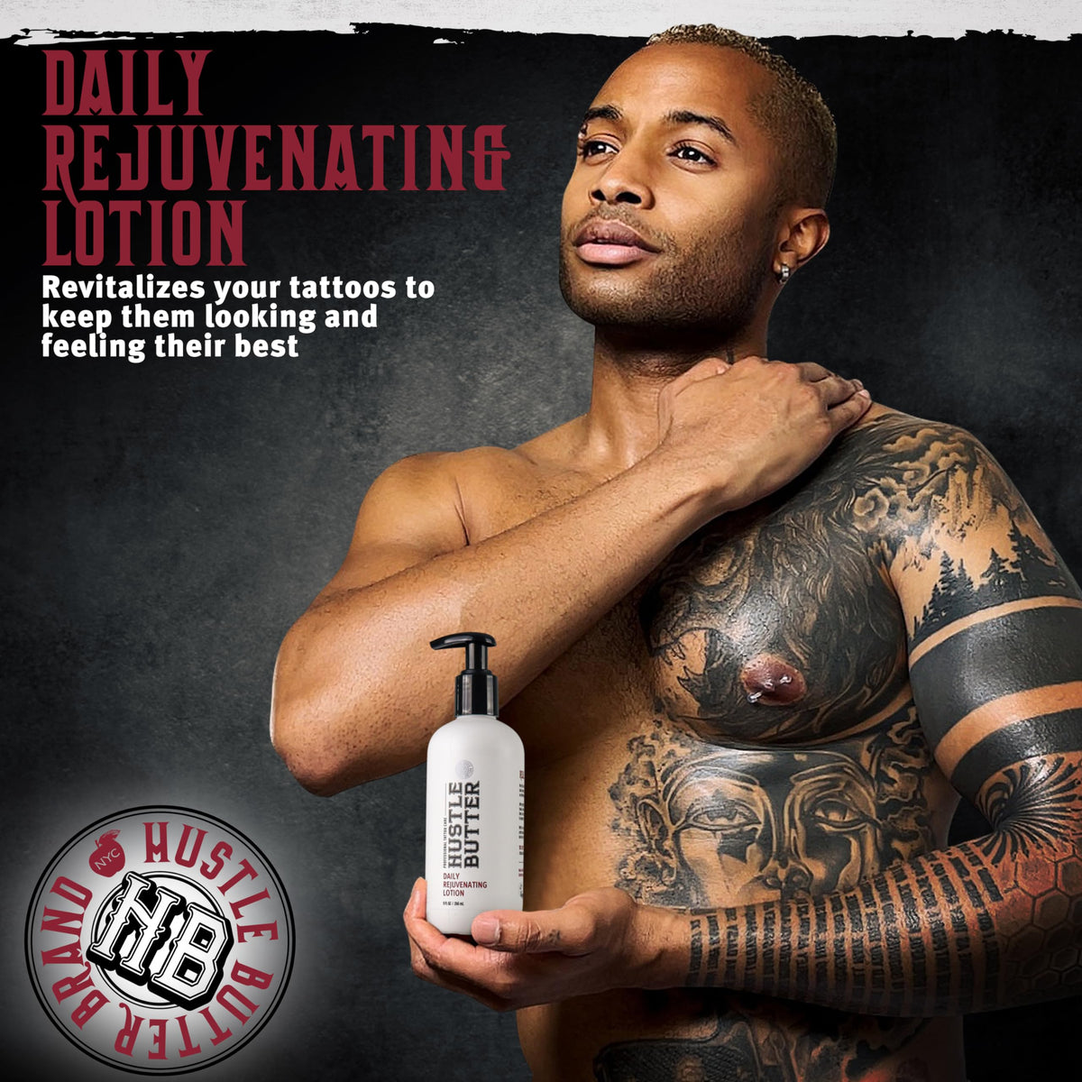 Hustle Butter Deluxe lotion showing application on skin