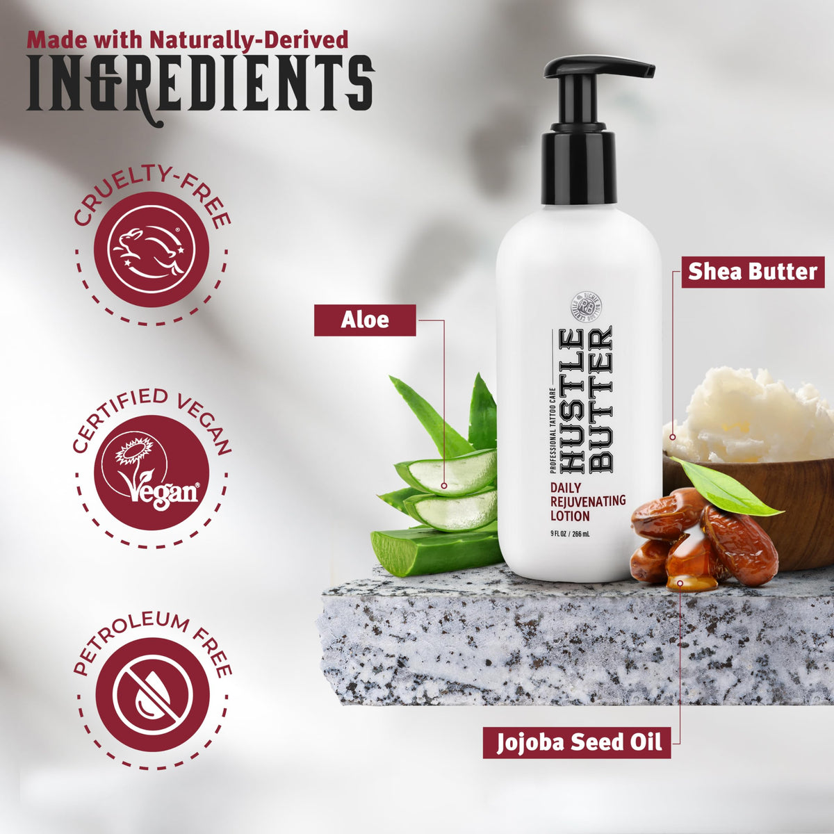 Hustle Butter Deluxe lotion with tropical fragrance description