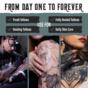 Hustle Butter Deluxe Tattoo Aftercare Balm application on skin