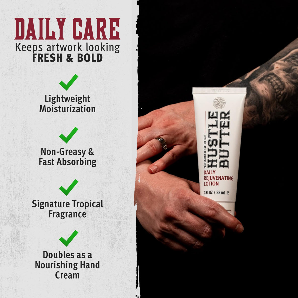 Hustle Butter Deluxe Tattoo Aftercare Lotion 3 fl oz side view