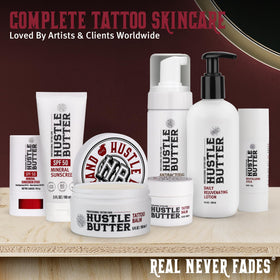 Hustle Butter Deluxe Tattoo Aftercare Sunscreen 3 oz packaging details
