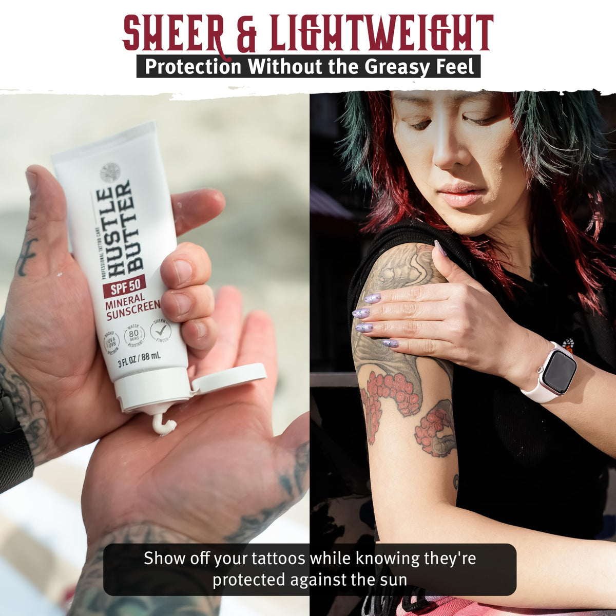 Hustle Butter Deluxe Tattoo Aftercare Sunscreen 3 oz side view