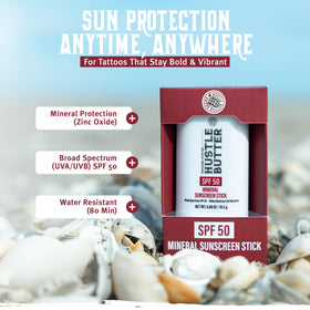 Hustle Butter Deluxe Tattoo Aftercare Sunscreen Stick cap removed