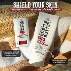 Hustle Butter Deluxe Tattoo Aftercare Sunscreen Stick packaging view