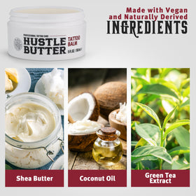 Hustle Butter Deluxe Tattoo Balm packaging side view