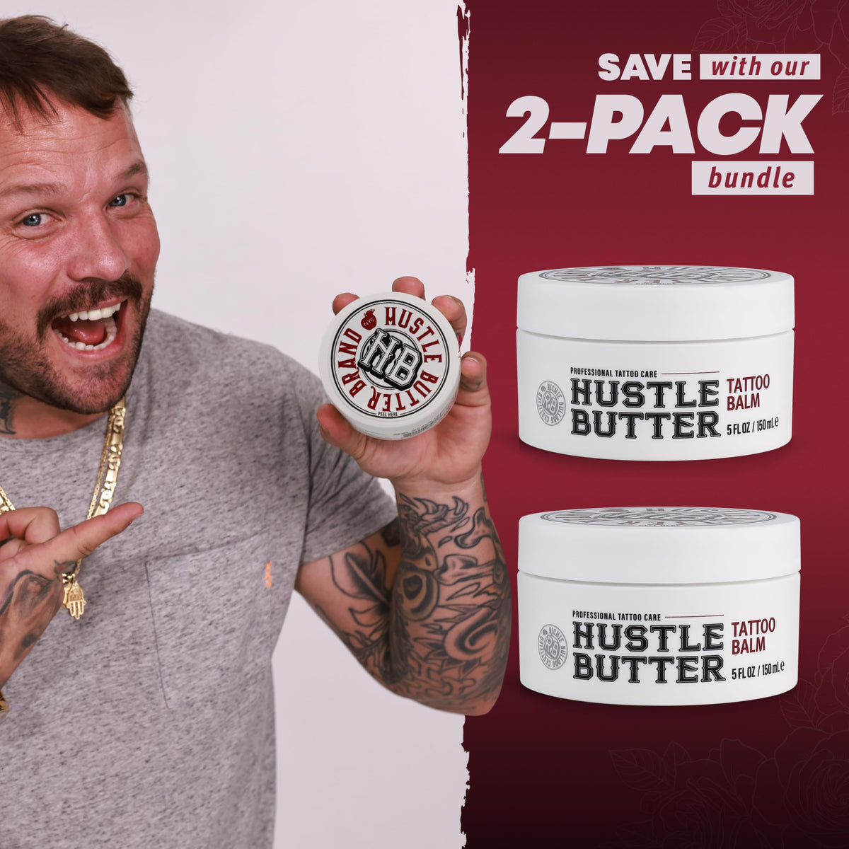 Hustle Butter Deluxe Tattoo Butter with other tattoo care products
