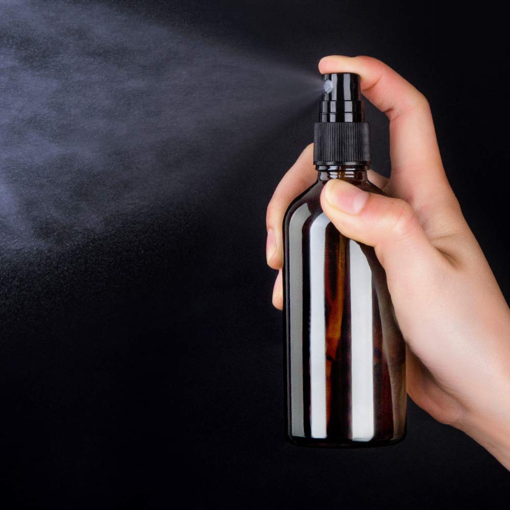 Hydior Amber Glass Spray Bottles 4oz side view