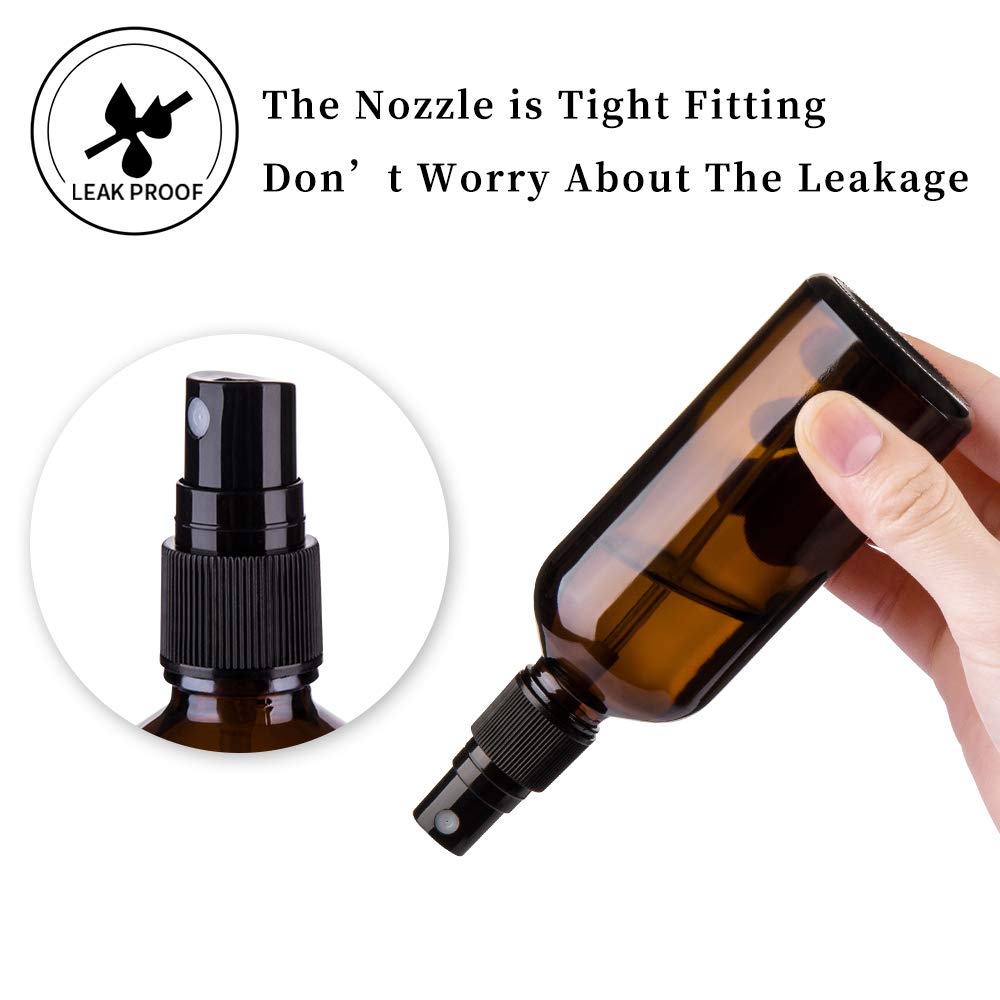Hydior Amber Glass Spray Bottles 4oz with sprayer on