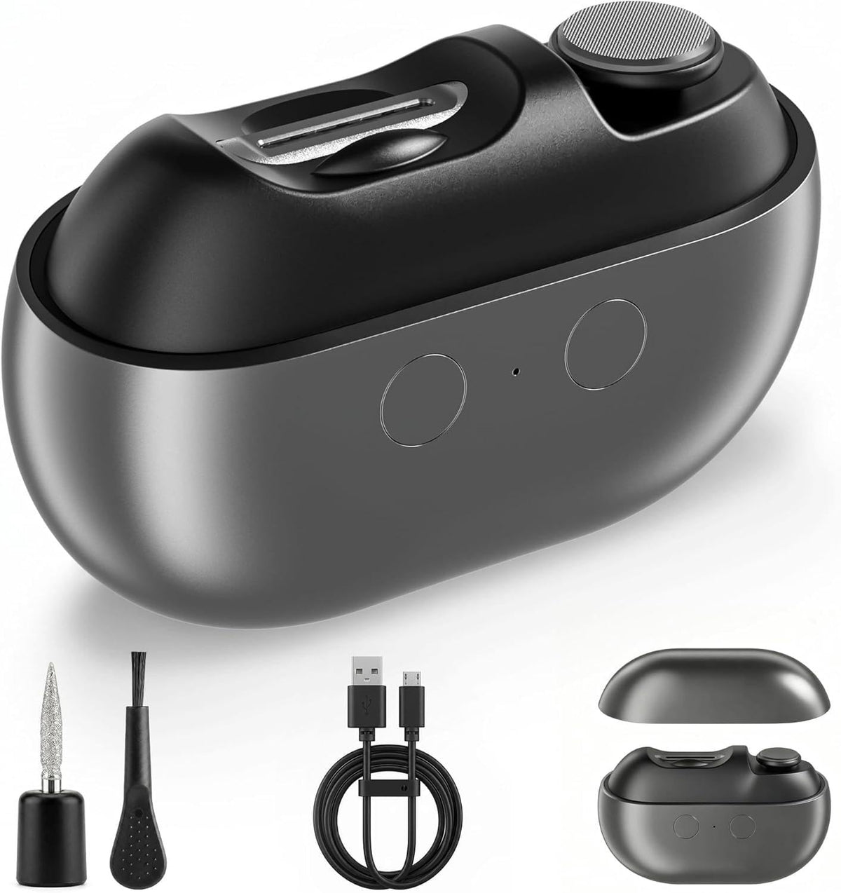 Hypoet Electric Nail Clippers front view with dust collector feature