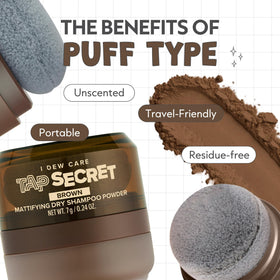 I DEW CARE Tap Secret Dry Shampoo Powder Brown with hairbrush
