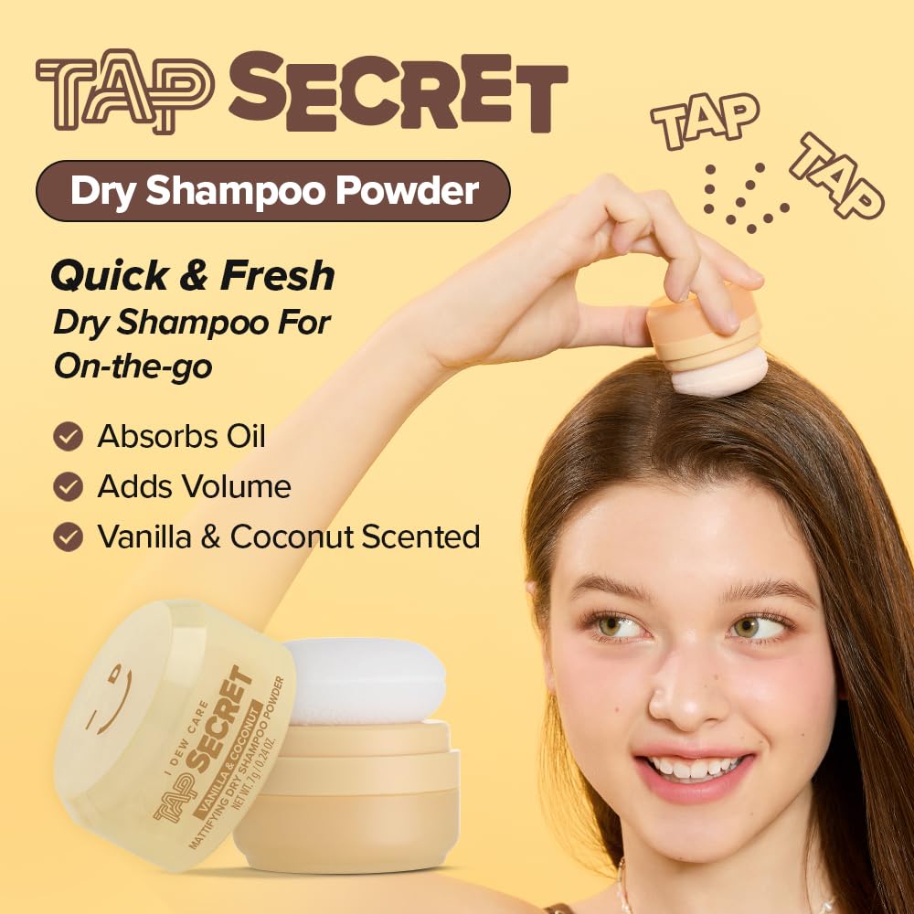I DEW CARE Tap Secret Dry Shampoo Powder side view showing packaging details
