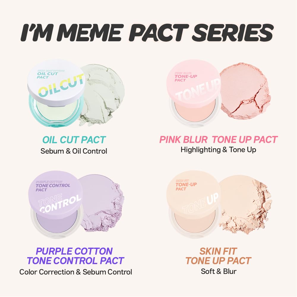 I'M MEME Purple Cotton Tone Control Pact lifestyle shot