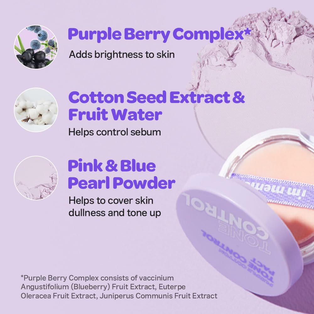 I'M MEME Purple Cotton Tone Control Pact packaging