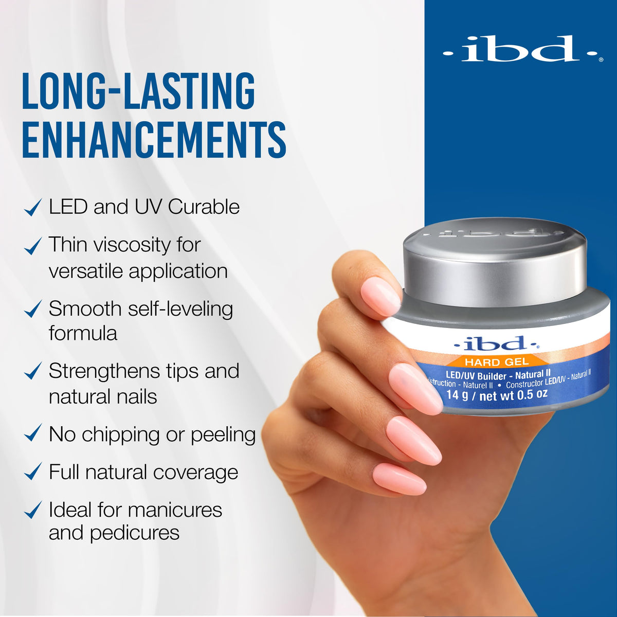 IBD Hard Gel LED/UV Builder Gel 0.5 oz application on nails
