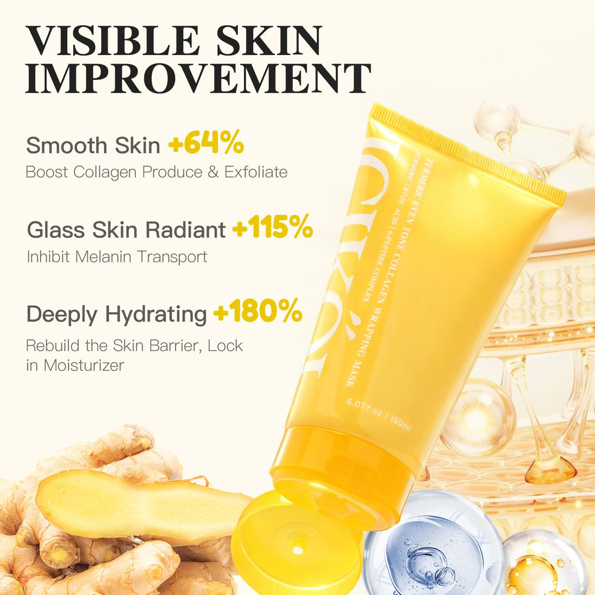 ICIKOL Turmeric Collagen Night Mask on a bathroom counter