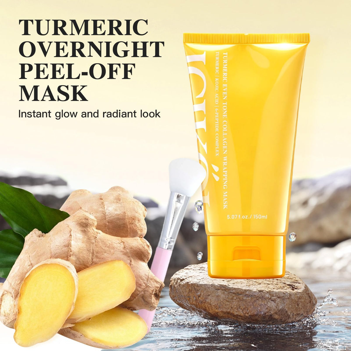 ICIKOL Turmeric Collagen Night Mask with ingredients displayed