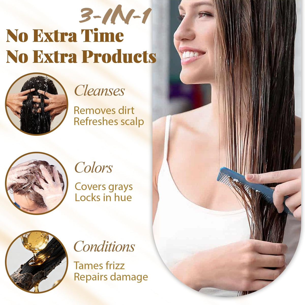 iemokoda Burgundy Hair Dye Shampoo 3-in-1 application process
