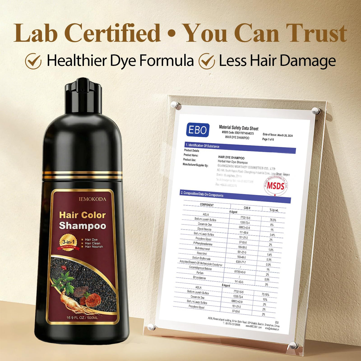 iemokoda Dark Brown Hair Dye Shampoo 3-in-1 lifestyle scene