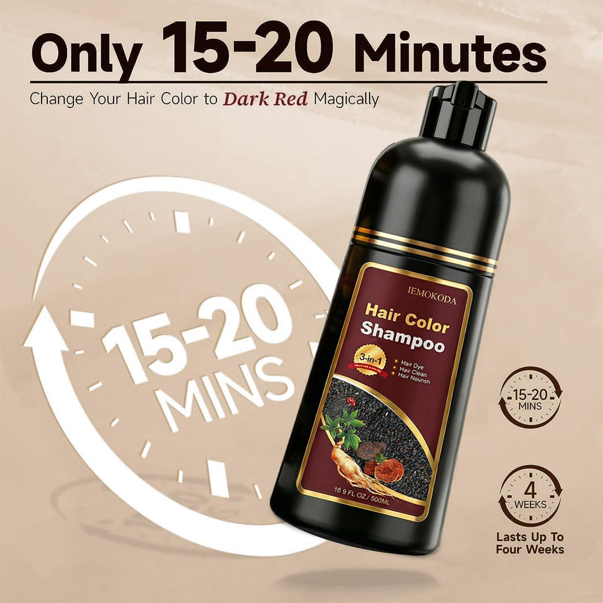 iemokoda Dark Wine Red Hair Dye Shampoo 3-in-1 lifestyle use