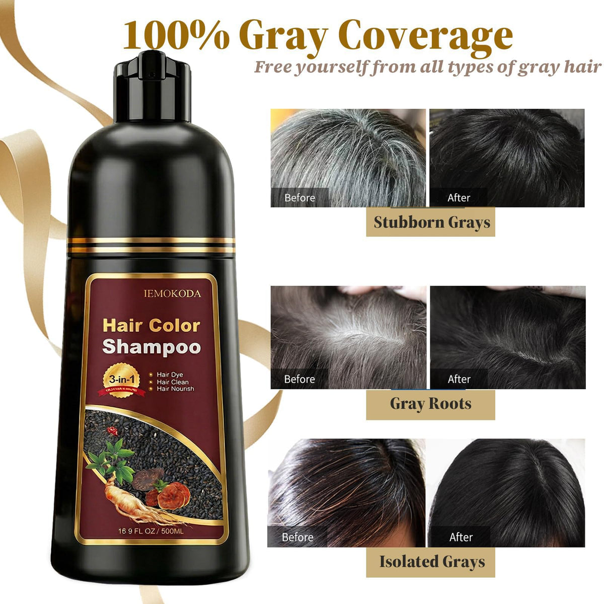 iemokoda Natural Black Hair Dye Shampoo application process