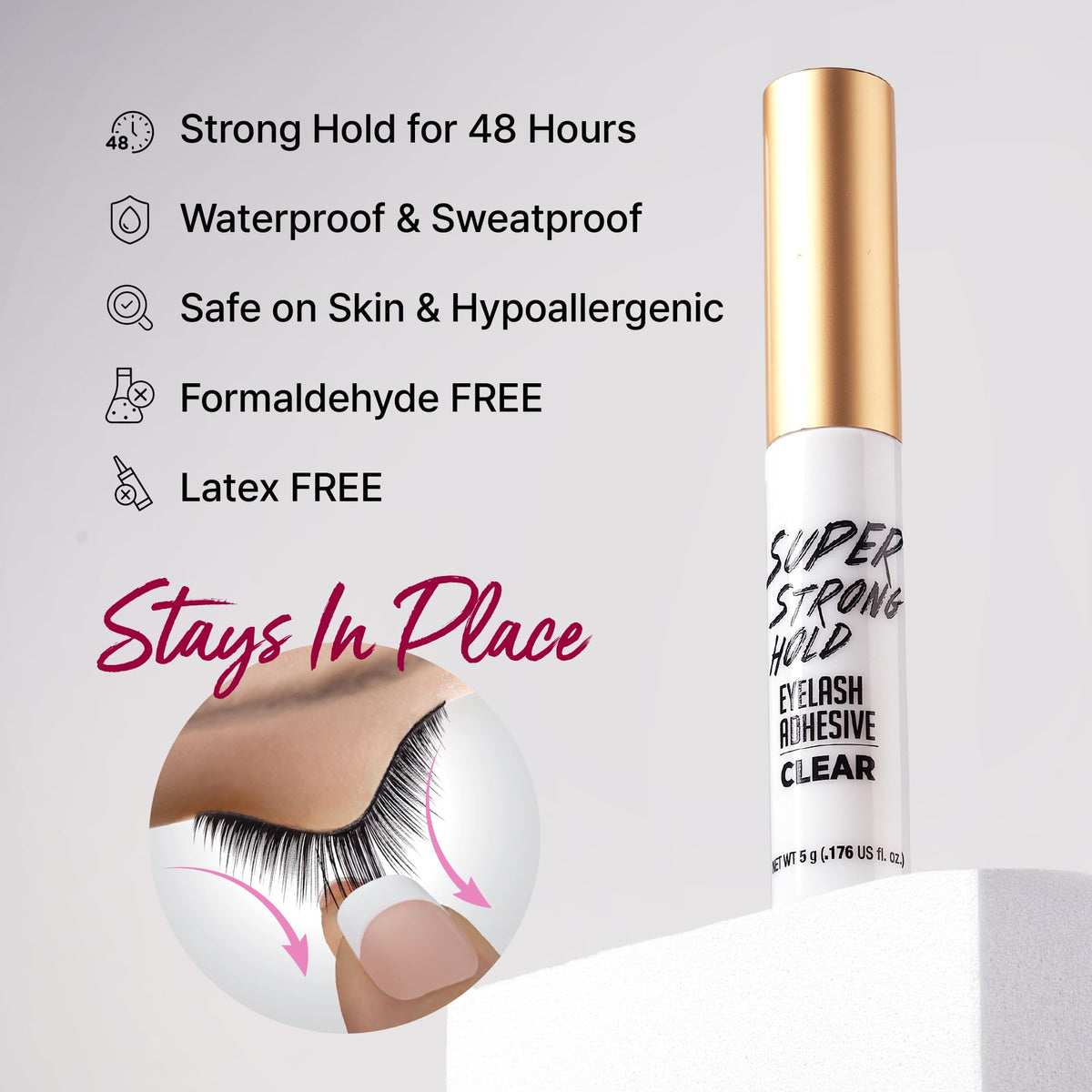 iENVY eyelash glue brush-on applicator close-up