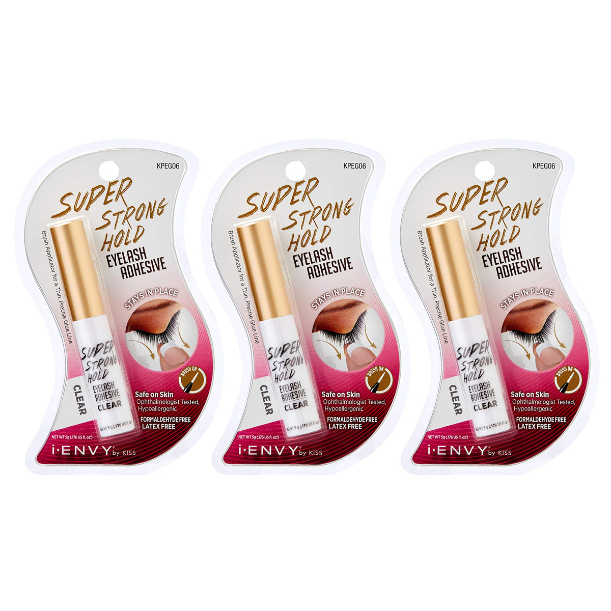 iENVY Super Strong Hold Eyelash Adhesive 3 pack front view